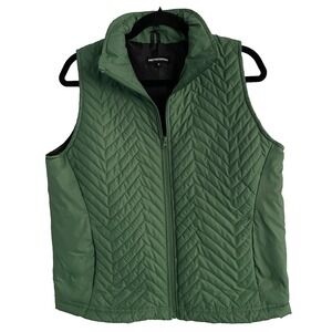Pretty Little Thing Women's Size 4 Green Vest Zip Front Quilted Collar Reflector